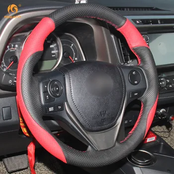 MEWANT Červené Černé Originální Kožený Volant, Kryt pro Toyota RAV4 2013-2017 Corolla-2017 Auris 2013-2016 Scion iM 2016