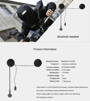 MH02 Motorky Helma Headset Bezdrátové Bluetooth4.1 Headset Sluchátka Motocykl Helma Sluchátka pro Jezdce