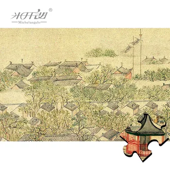Michelangelo Dřevěné Puzzle 1200 Kus Suzhou je Zlatý Věk Wannian Most Vzdělávací Hračky, Sběratelství, Malování Domova
