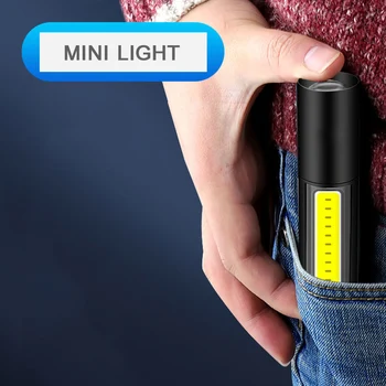 Min XPE LED Svítilna COB Přenosný USB Dobíjecí Světlo 3 Režimy Zoom Vodotěsné Cool Lucerna Camping, Cyklistika Pěší Lampy