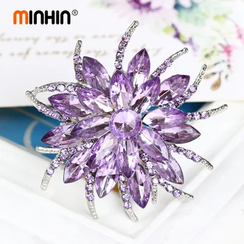 MINHIN Dámy Rakouský Crystal Brož Živůtek Kolíky Ženy Křehká Květina Velké Brože Módní Svatební Bijoux Femme