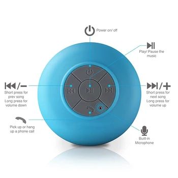 Mini Bluetooth Reproduktor Vodotěsné Bezdrátové Reproduktory HandsFree Pro Koupelny, Sprchy Subwoofer Hudební Reproduktor S Odsáváním