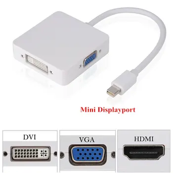 Mini Display Port DP Thunderbolt na DVI/VGA/HDMI Převodník Adaptér 3 v 1 pro Apple iMac, Mac Mini Pro Vzduch Kniha