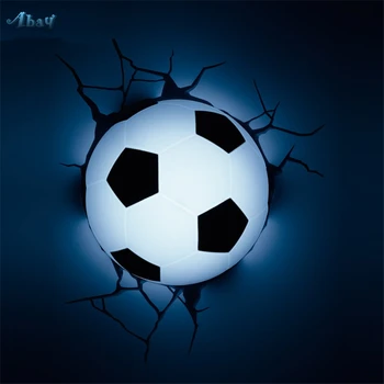 Mini Stereo Fotbal 3D Crack, Tapety, Nástěnné Lampy Noční Světla Chlapec pokoj Obývací Pokoj Dekorativní Ložnice Noční lampičky Svítidla