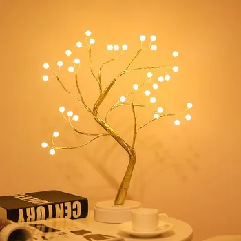 Mini Vánoční Strom Měděný Drát Věnec Lampa LED Noční Světlo Pro Domácí Děti Ložnice Decor Víla Světla Světlo Dovolenou osvětlení