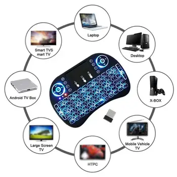Mini Wireless Touchpad Klávesnice i8 7 Barevný Podsvícený 2.4 GHz Myš pro Google Android TV Box Mini PC, Notebook