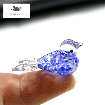 Miniaturní Murano Sklo Tmavě Modrý Pták Figurka Japonsko Styl Domů Garden Decor Příslušenství Krásné Ručně Dělané Zvířat Socha Ozdoby