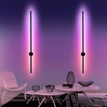 Minimalistické Nástěnné Svítidlo RGB Moderní Barevné Nástěnné Svítidlo s Dálkovým ovládáním Černé Nástěnné svítidlo pro Koupelny, Ložnice, Svítidla