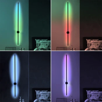 Minimalistické Nástěnné Svítidlo RGB Moderní Barevné Nástěnné Svítidlo s Dálkovým ovládáním Černé Nástěnné svítidlo pro Koupelny, Ložnice, Svítidla