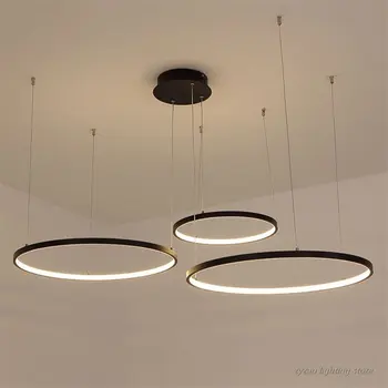 Minimalistický Moderní Led Závěsná Světla Black Circle Line Strip Přívěsek Svítilna Obývací Pokoj Jídelna Kuchyně Závěsné Osvětlení