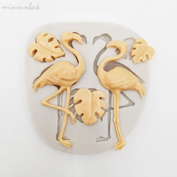 Minsunbak Flamingo Banana Leaf Čokoláda Silikonová Forma Fondant Formy Dort Dekorace, Pečení Nástroj