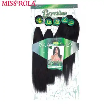 Miss Rola Syntetické Rovné Vlasy Útek Ombre Barevné Vlasy 8-14inch 4+1ks/Balení 200g #1B Tkaní Svazky S Bezplatným Uzavření