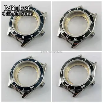 Miuksi 41mm stříbrný případě sapphire crystal keramické bezel watch case fit ETA 2836,Mingzhu DG2813/3804,Miyota 82 série hnutí