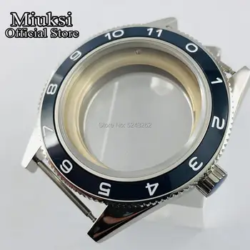 Miuksi 41mm stříbrný případě sapphire crystal keramické bezel watch case fit ETA 2836,Mingzhu DG2813/3804,Miyota 82 série hnutí