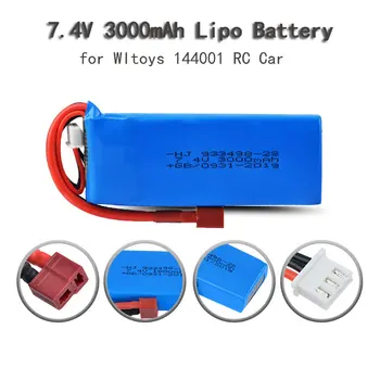 Modernizované 7,4 V 3000mAh 1500mAh 2S Lipo Baterie T Plug Pro Wltoys 144001 12427 12428 1/14 1/12 RC Auto, Loď, Lipo Baterie rc Díly