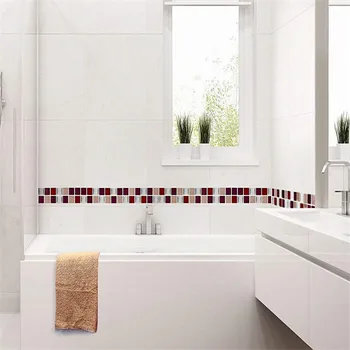 Moderní Design Linii Pasu Samolepky na Zeď Kuchyně Koupelna Wc Vodotěsné Samolepící PVC Tapety Hranice Mozaikové Dlaždice Samolepky
