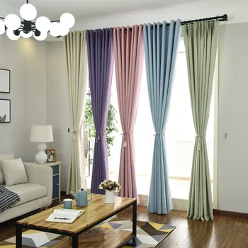 Moderní Evropský Styl Záclony pro Ložnice Vysoce přesné Plná Barva Střední Odstín Kuchyně Závěsy Multi-barva pro Obývací Pokoj