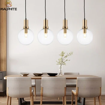 Moderní LED černé zlato přívěsek osvětlení kuchyně jídelny skleněné visí přívěsek svítilna LED restauraci home deco svítidla