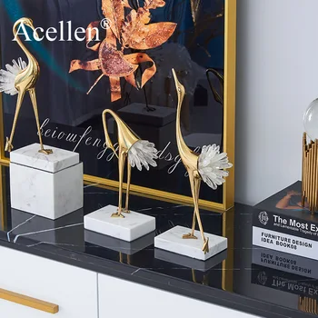 Moderní lehký luxusní crystal copper crane animal dekorace, bytové dekorace, doplňky, Obývací pokoj měkké víno kabinet TV kabinet