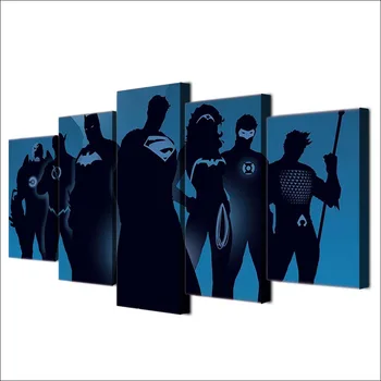 Moderní Obývací Pokoj HD Tisk 5 Ks Comics Superhrdinů Modulární Obrazy Cuadros Dekorace Wall Art Plátno Obrazy Rámců