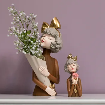 Moderní Pryskyřice Roztomilý, Dívka, Socha, socha řemesla Kreativní květinové aranžmá Moderní, bytové Dekorace, doplňky, Svatební dary
