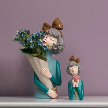 Moderní Pryskyřice Roztomilý, Dívka, Socha, socha řemesla Kreativní květinové aranžmá Moderní, bytové Dekorace, doplňky, Svatební dary