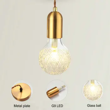 Moderní Sklo G9 LED Závěsná Svítidla Svítidlo Hanglamp Designer Loft Stylu Retro Kuchyně Lampy Kovové Průmyslové Osvětlení Ložnice, Baru