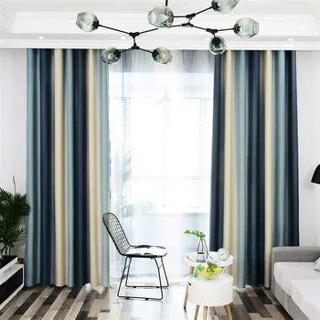 Moderní zatemňovací tlusté pruhované závěsy pro obývací pokoj ložnice gradient záclonové závěsy, okno léčby, domácí dekorace