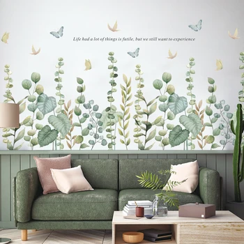 Moderní Zelená Rostlina Vinylové Samolepky Na Zeď Desku Dekorativní Samolepky, Obývací Pokoj, Kuchyně Dekorace Na Zeď Home Art Mural Obtisky