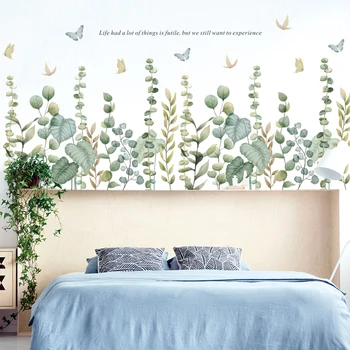 Moderní Zelená Rostlina Vinylové Samolepky Na Zeď Desku Dekorativní Samolepky, Obývací Pokoj, Kuchyně Dekorace Na Zeď Home Art Mural Obtisky