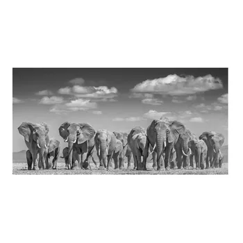 Moderní Černý Slon Africký Stádo Plakáty a Tisky Wall Art Malířské Plátno Zvířat Obrázky pro Obývací Pokoj Dekor Cuadros