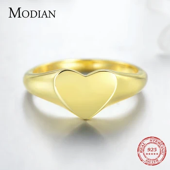 Modian 2019 Letní Módní Elegantní Zlatá Barva Srdce, Prsteny Klasické 925 Sterling Silver Ring Pro Ženy Svatební Dar