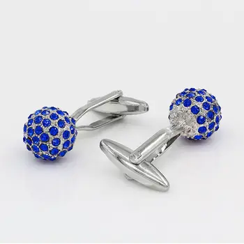 Modré Crystal Ball Manžetové Knoflíčky Svatební Postříbřené Šperky 156297