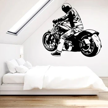 Motocykl Zeď Nálepka Motocyklista Obývací Pokoj Dekor Chlapci Ložnice Dekorace Rytíř Zeď Art Mural Cool, Odnímatelný
