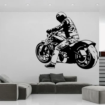 Motocykl Zeď Nálepka Motocyklista Obývací Pokoj Dekor Chlapci Ložnice Dekorace Rytíř Zeď Art Mural Cool, Odnímatelný