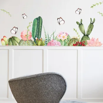 Motýl kaktus desce nálepka na Zeď ložnice, obývací pokoj domácí dekorace nástěnná malba, PVC tapety vyměnitelné self-lepicí samolepky