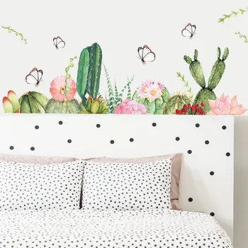 Motýl kaktus desce nálepka na Zeď ložnice, obývací pokoj domácí dekorace nástěnná malba, PVC tapety vyměnitelné self-lepicí samolepky