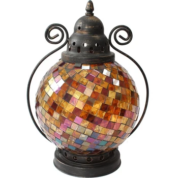 Mozaiky Skleněné svícny Lucerna Lampa Vintage Romantické Večeři Svíčka Držitel Železa Světlo Nordic Bougeoir Domova AD50CH