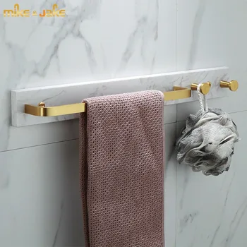 Mramorová jeden ručník bar zlatý kartáč hliníkové tkaniny závěs háčky župan háčky Evropě luxusní zlatý štětec koupelna police dveře háčky