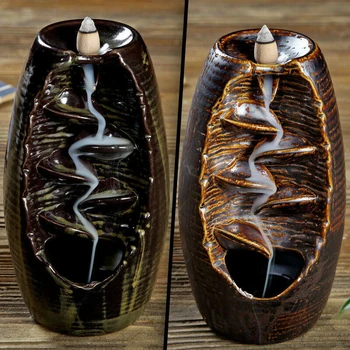 Multi-vrstvy zpětnému toku Keramické kadidelnicí Stůl Ornament Santalové dřevo Incence Hořáku Kouř Back-flow Kadidelnicí Kužel Držák Craft
