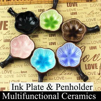Multifunkční Keramika Inkoust talíř Čínské Kaligrafie, Malířské Štětce, Pero Držitel Umění Malířské potřeby