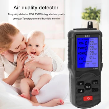 Multifunkční Kvality Ovzduší Tester CO2, TVOC Měřič Teploty Vlhkost vzduchu Zařízení k Měření Oxidu Uhličitého Monitor Detektor Plynu