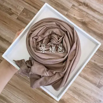 Muslimské Dlouho Jersey Hidžáb Šátek Ženy Zimní Šátek Soild Barva Modální Islámské Šátky a Zábaly Hijabs Fulárových Femme Musulman