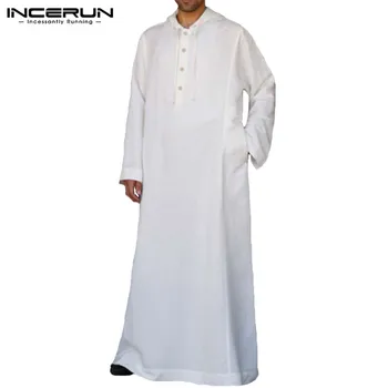 Muslimské Župan Mikiny Kaftan Oblékání Pánské Saúdské Arabské Dubaji Dlouhý Rukáv Thobe Arabské Dlouho Islámský Jubba Thobe Muž Oblečení 2021