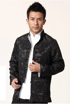 Muž Double Face Dlouhý Rukáv Košile Tradiční Čínské Oblečení Tang Oblek Kabát Reverzibilní Kung Fu Bunda pro Muže