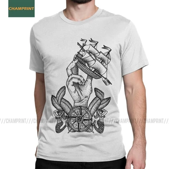 Muži Kapitána Lodi Plující T Shirt Námořní Plavby Námořník Na Plachetnici, Jachty Bavlna Šaty Krátký Rukáv Tees Plus Velikost T-Shirt
