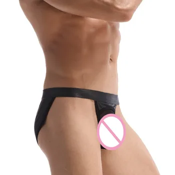 Muži Spodní Prádlo Sexy Faux Kožené Otevřené Zadku Gay Mužů Kalhotky Spodní Prádlo Gay Vtipné Výstřihem Slipy Slipy
