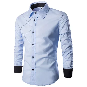 Muži Tričko 2020 Podzim Nové Značky Podnikání Men ' s Slim Fit Šaty košile Mužské Dlouhý rukáv Pruhované Košile camisa masculina M-3XL