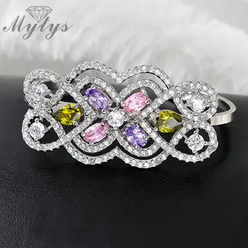 Mytys Volný Velikost Nastavitelný Prsten pro Ženy Módní Barevné Crystal Dva Prsty Kroužky R976