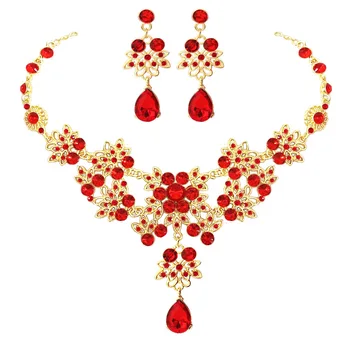 Módní Crystal Vody Drop Leaf Svatební Šperky Sady Zlato Drahokamu náhrdelník Náhrdelník Náušnice svatební Africké Korálky Šperky Set